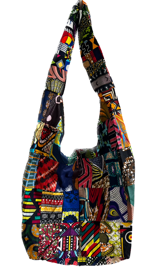 African Fabric Crossbody Zippered Bag