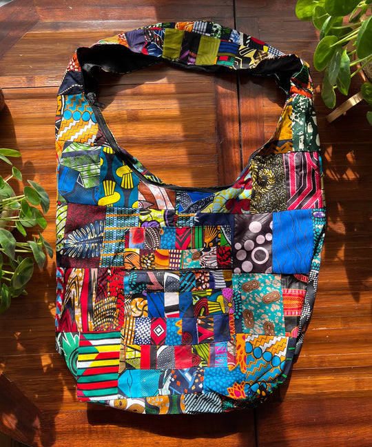 African Fabric Crossbody Zippered Bag