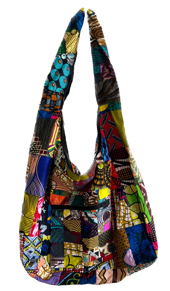 African Fabric Crossbody Zippered Bag