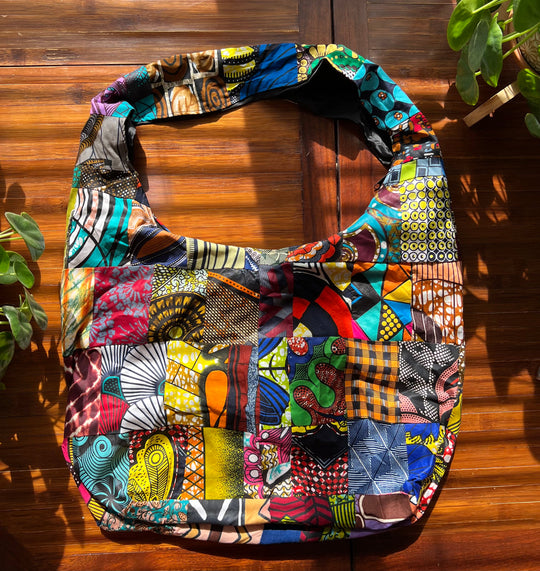 African Fabric Crossbody Zippered Bag