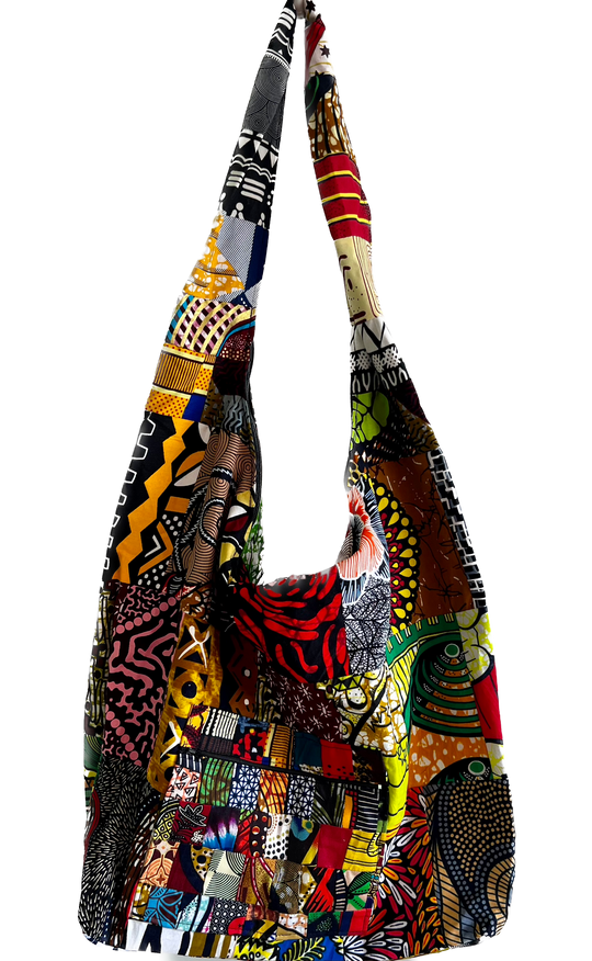 African Fabric Crossbody Zippered Bag