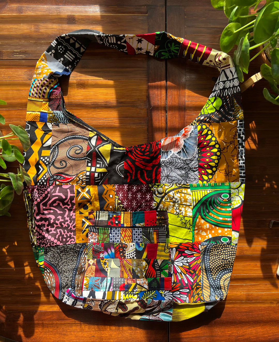 African Fabric Crossbody Zippered Bag