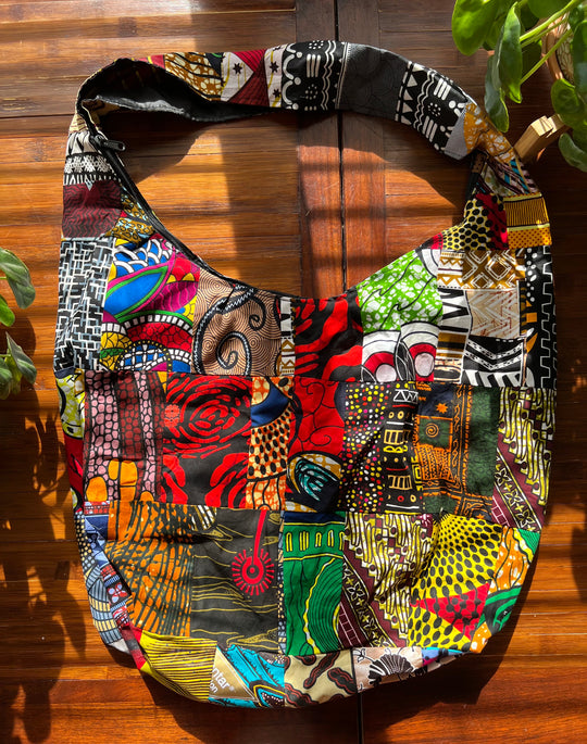 African Fabric Crossbody Zippered Bag