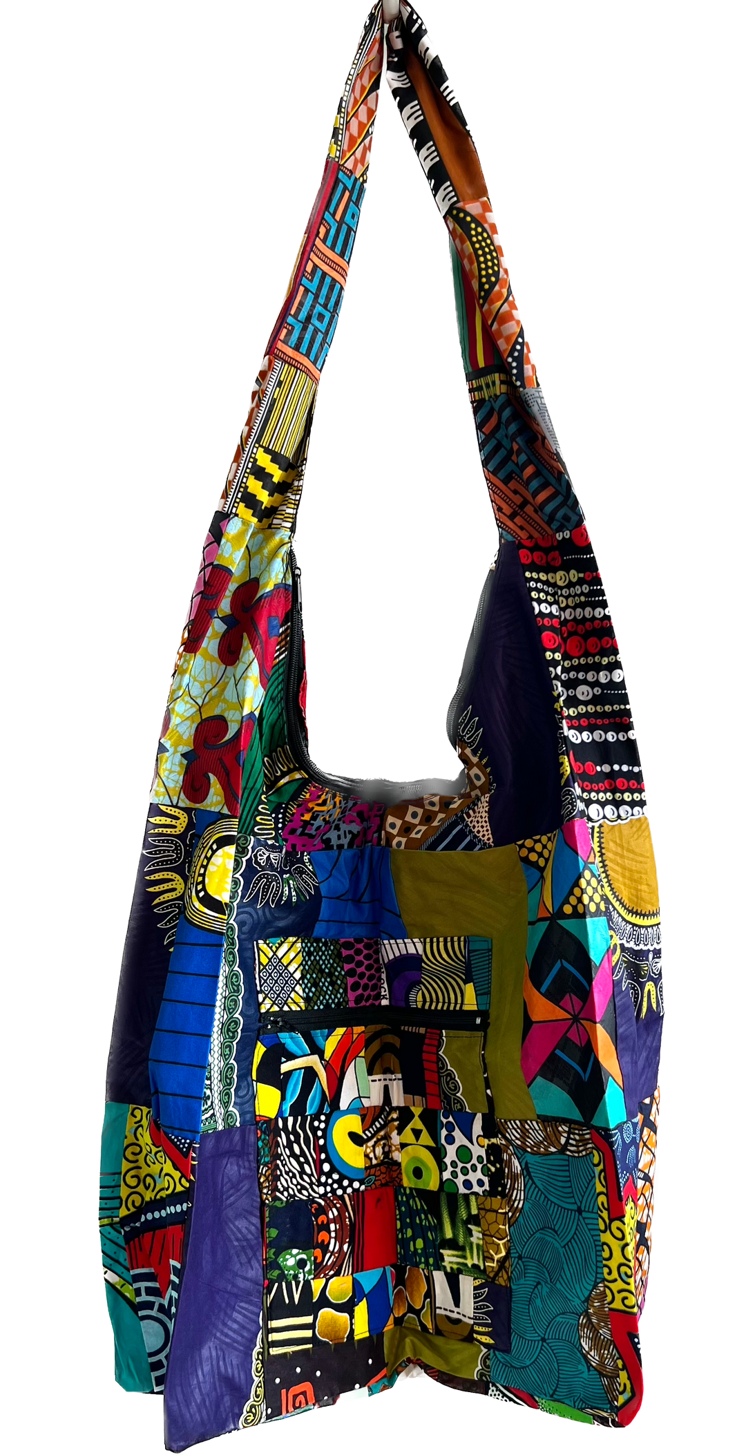 African Fabric Crossbody Zippered Bag