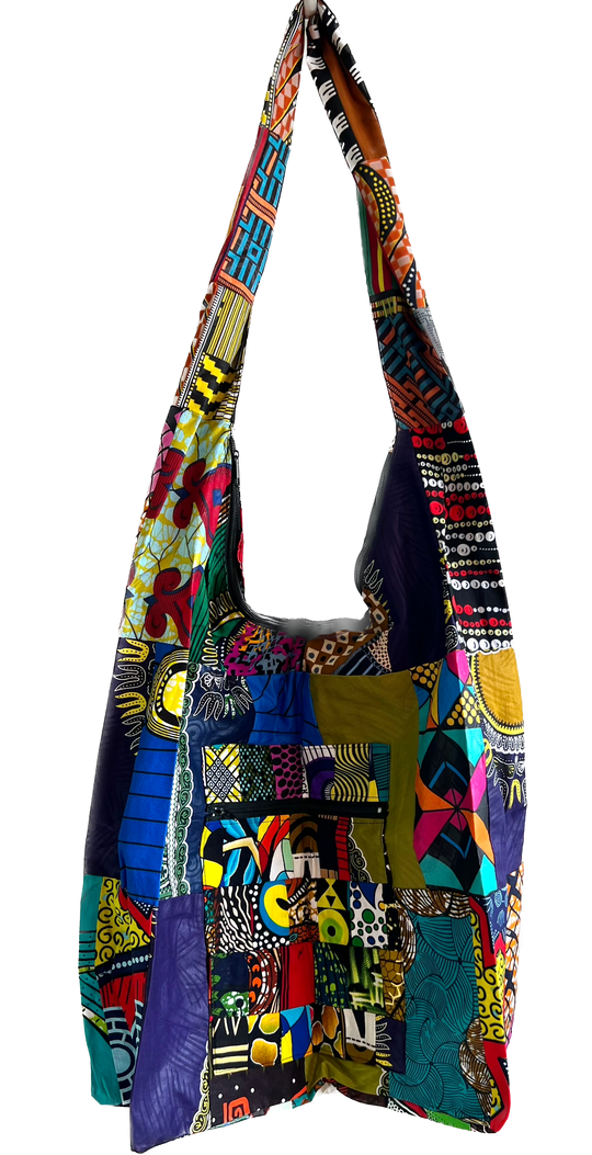 African Fabric Crossbody Zippered Bag