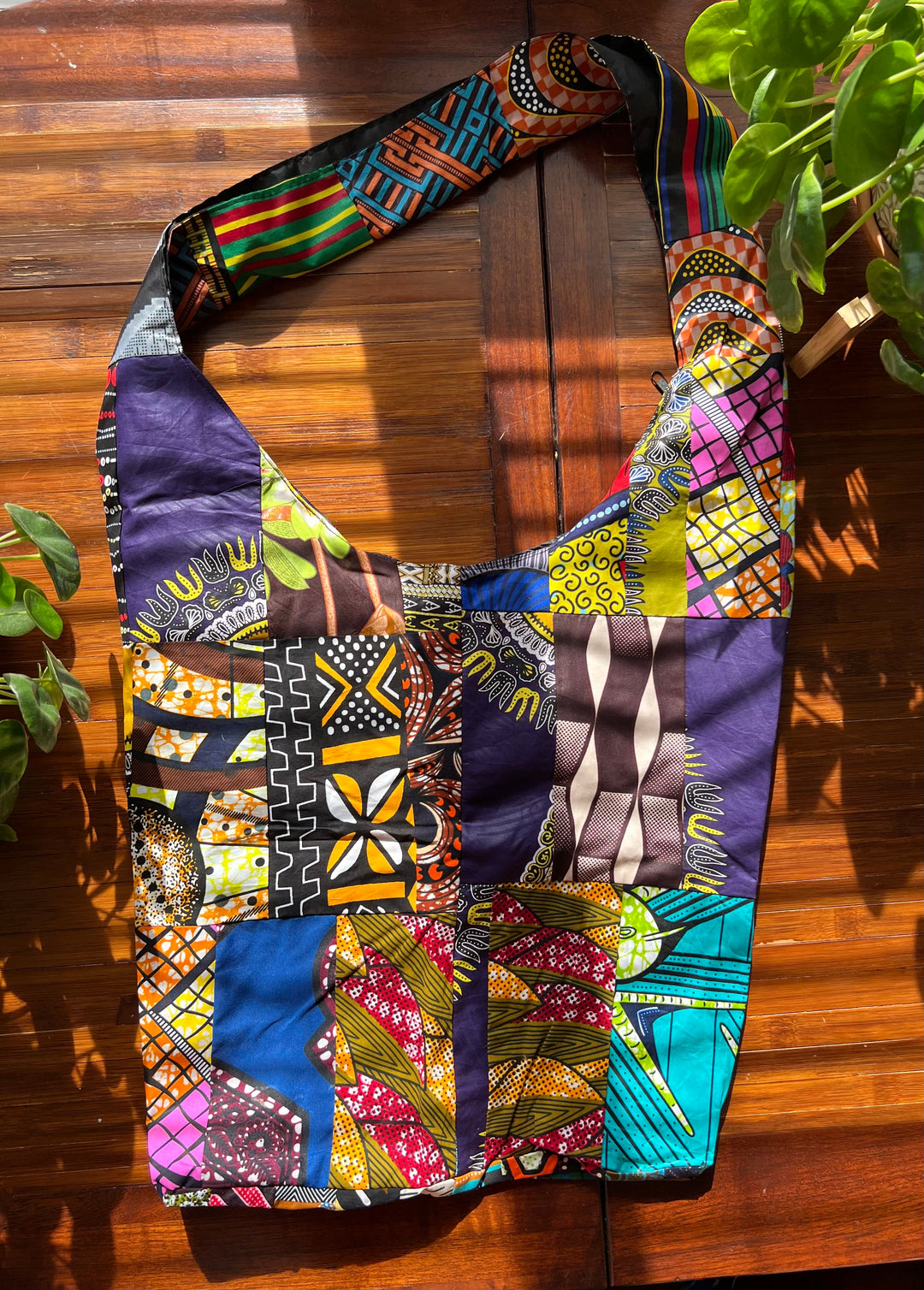 African Fabric Crossbody Zippered Bag