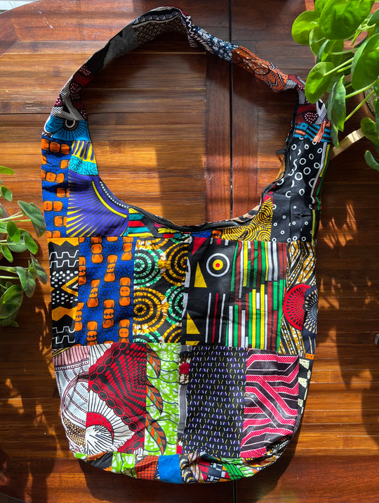 African Fabric Crossbody Zippered Bag