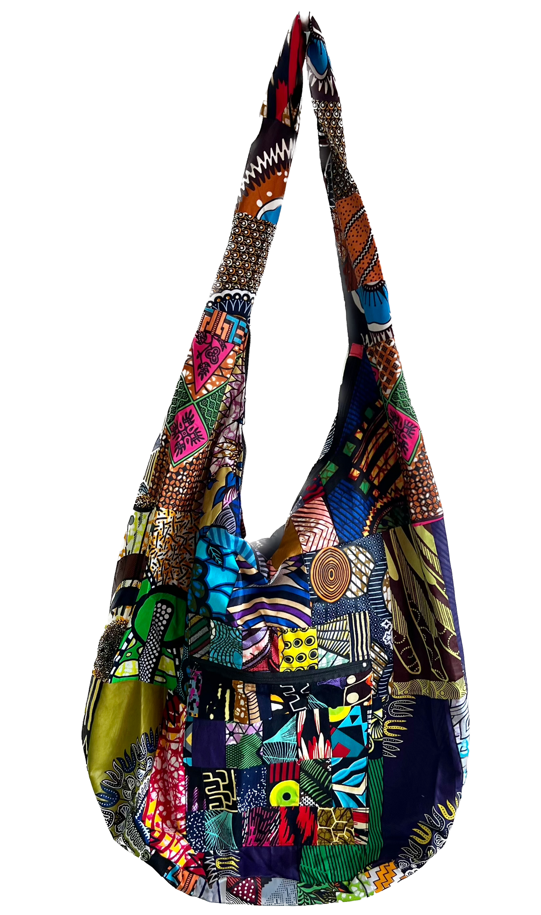 African Fabric Crossbody Zippered Bag