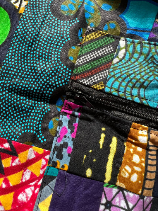 African Fabric Crossbody Zippered Bag