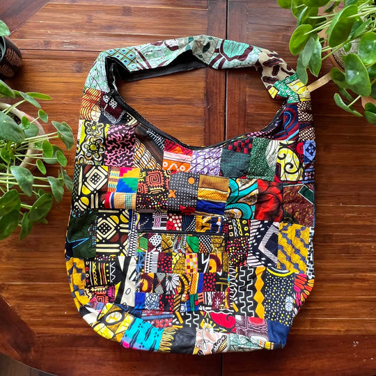 African Fabric Crossbody Zippered Bag