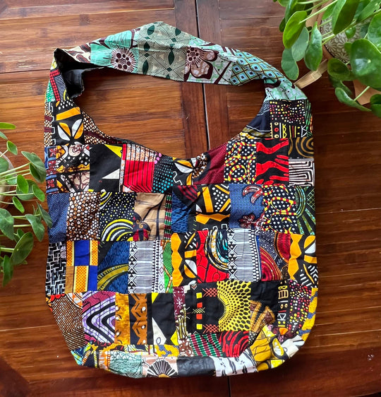 African Fabric Crossbody Zippered Bag