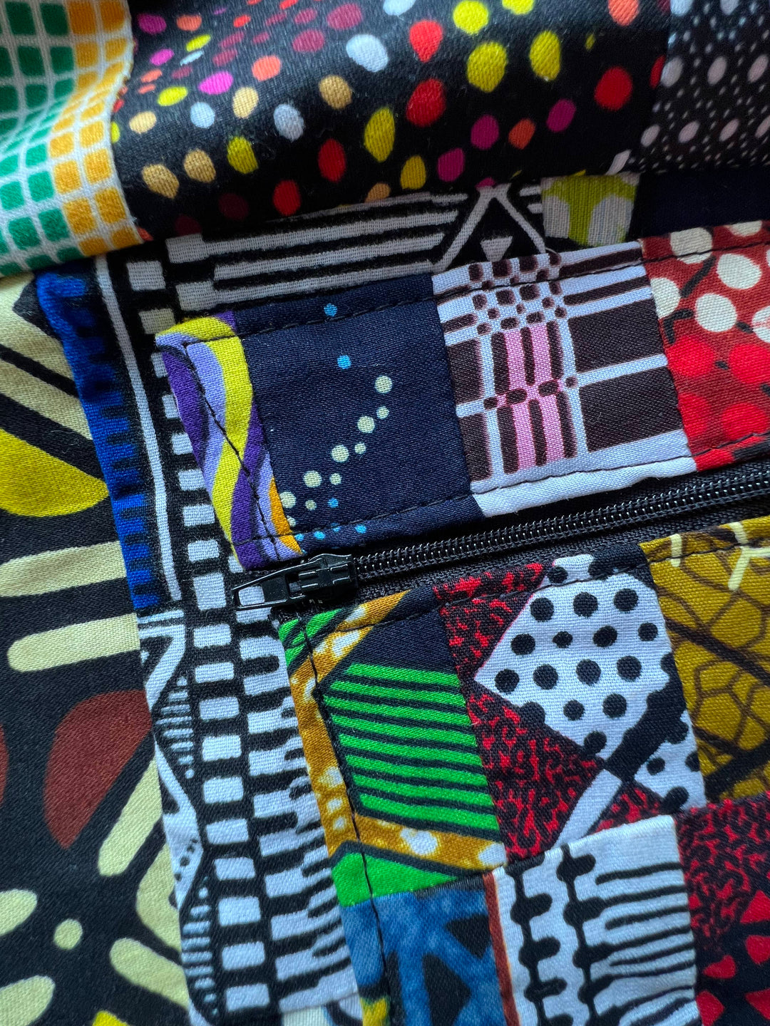 African Fabric Crossbody Zippered Bag