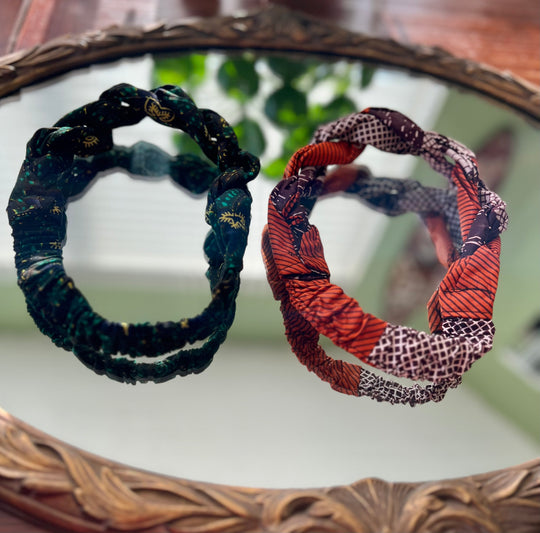 African Braided Hairbands -  Set (2 items)