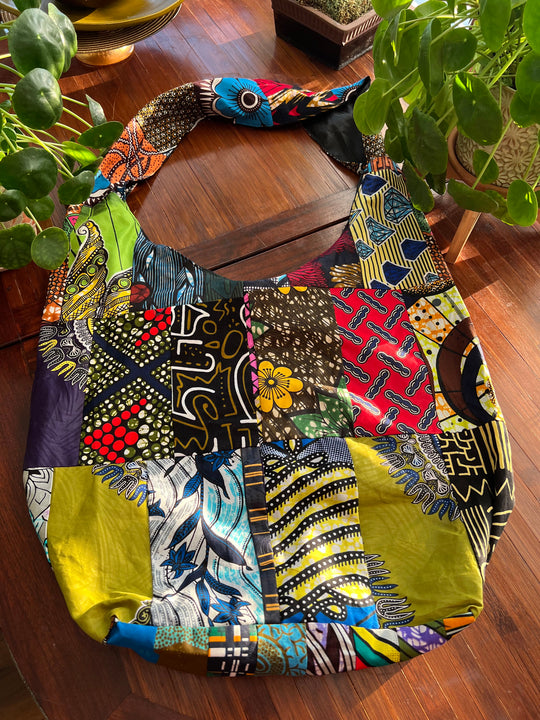 African Fabric Crossbody Zippered Bag