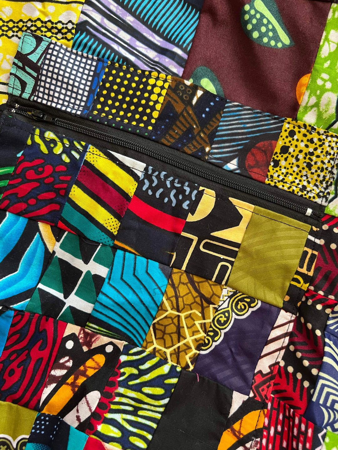 African Fabric Zippered Crossbody Bag